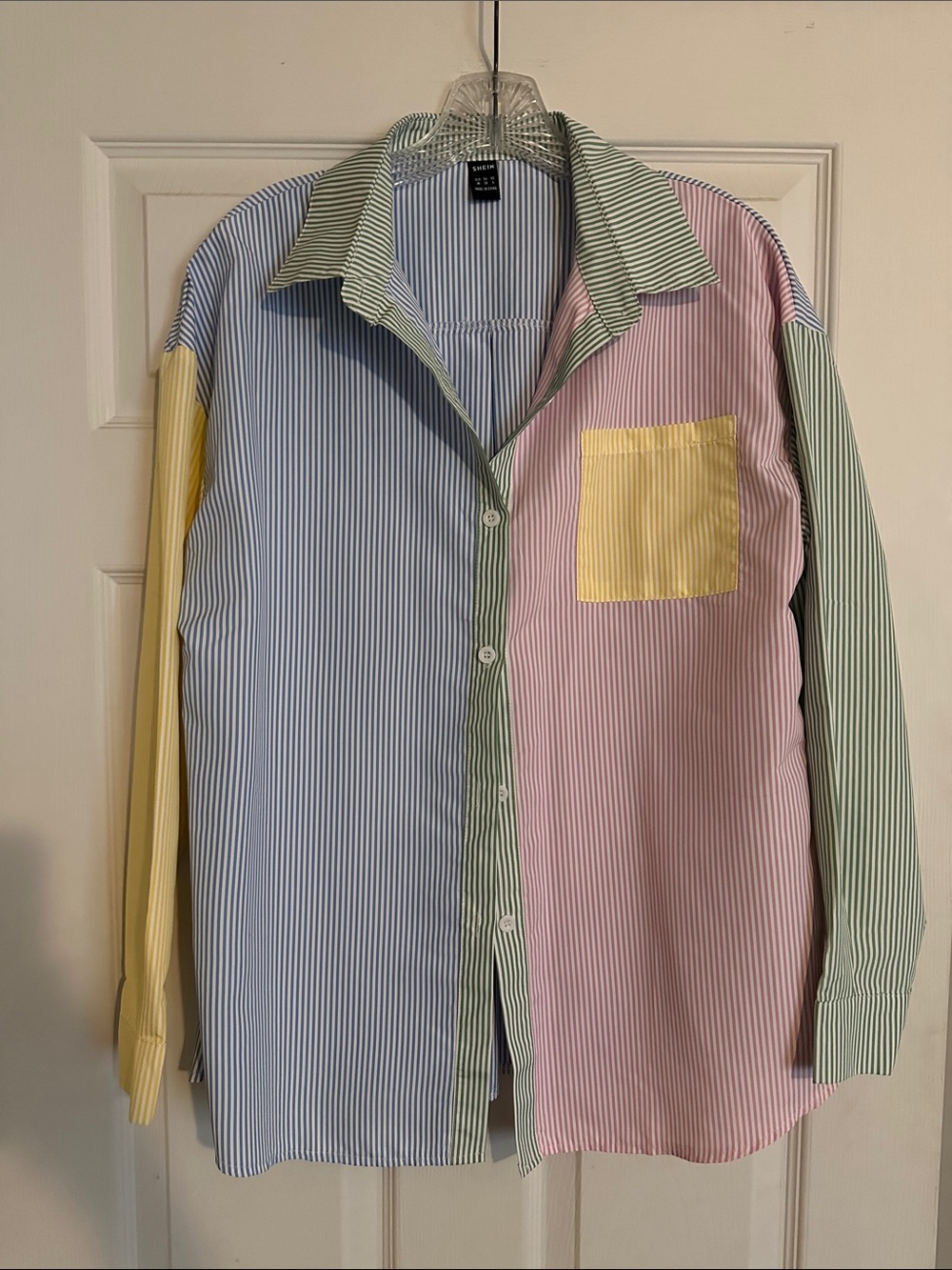 SHEIN Pastel Multi-Stripe Button-Down Shirt